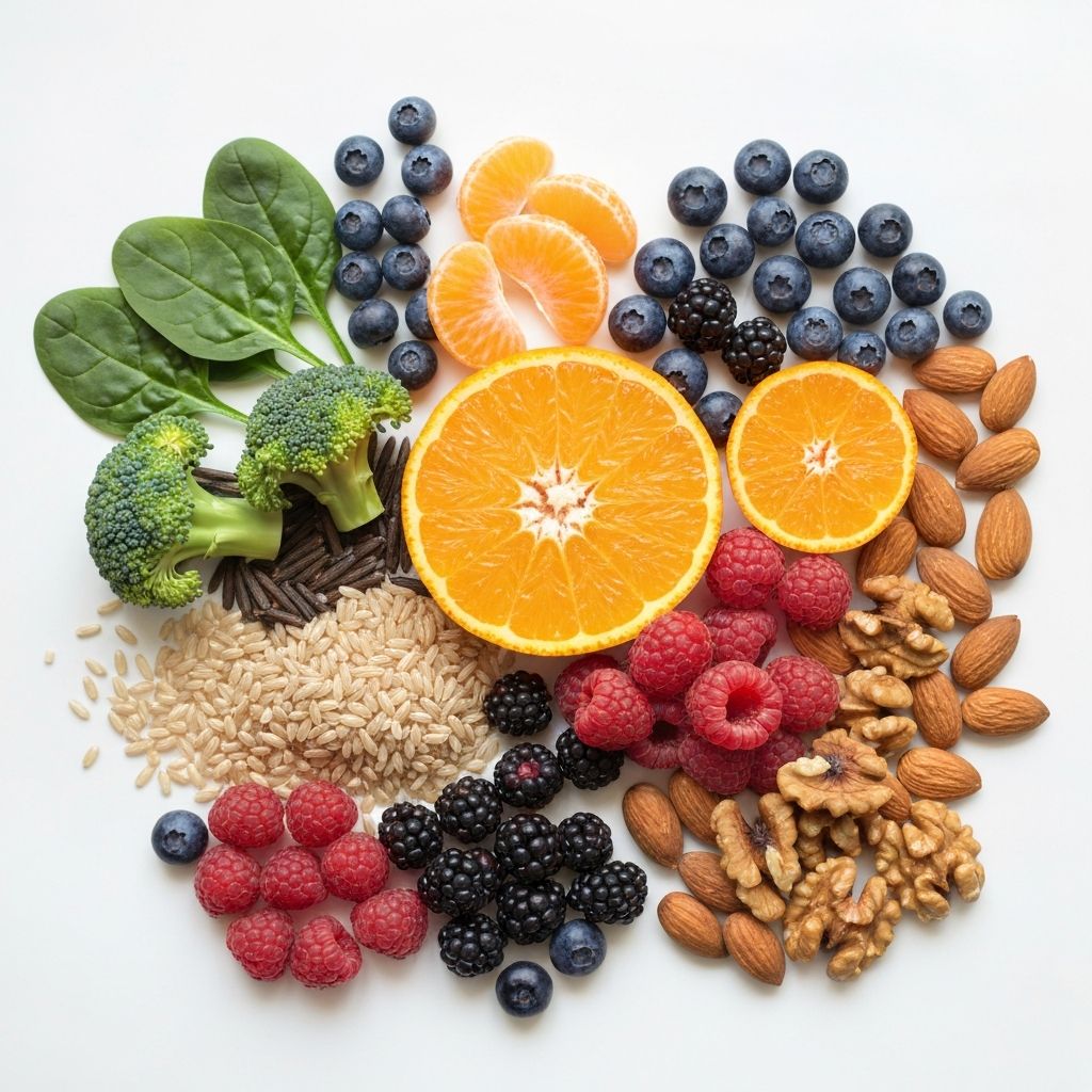 Array of natural vitamins and minerals